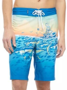 Brand New-Ocean + Coast Printed Bungee Tuna Swim Trunks